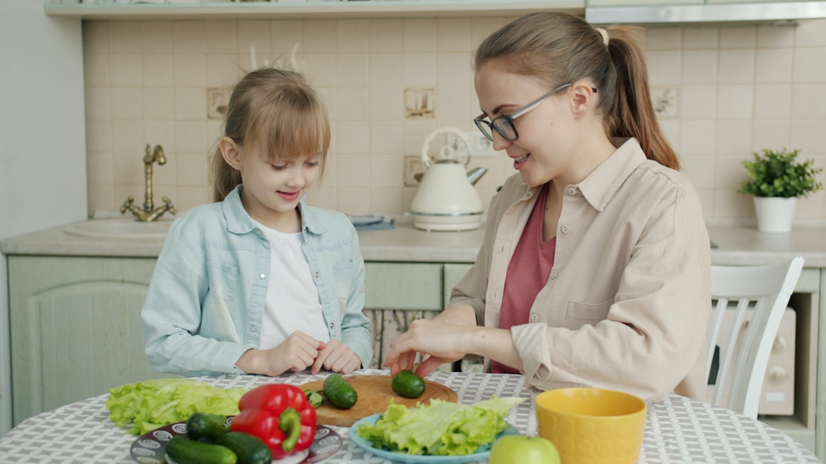 Family enjoying healthy meal together